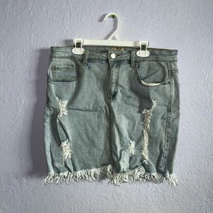 Distressed Jean Skirt
